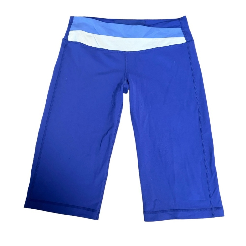 Lululemon Blue White Astro Crop Capri Leggings Size 8